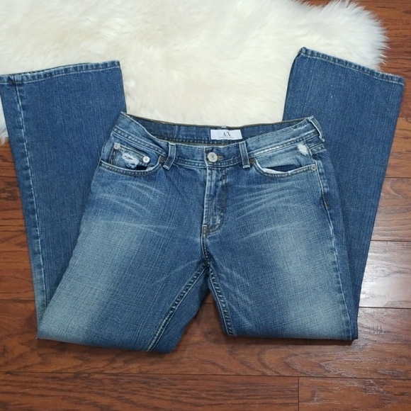 Armani Exchange Medium Wash Flare Womens Jeans - Picture 4 of 8